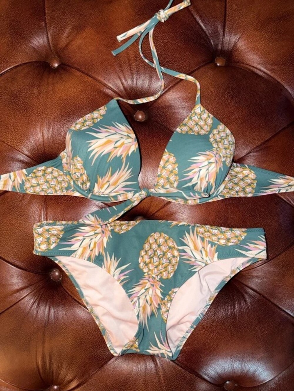Shade & Shore Teal Pineapple Two-Piece Bikini